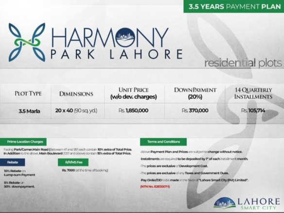 harmony park lahore smart city payment plan